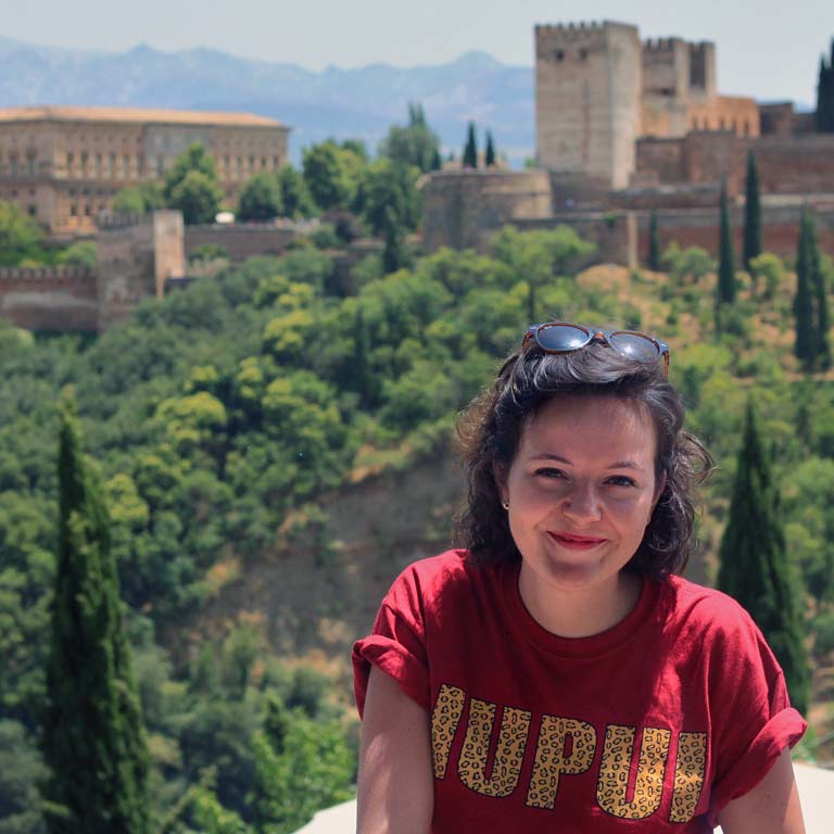 An IUPUI student smiles while abroad in Italy.