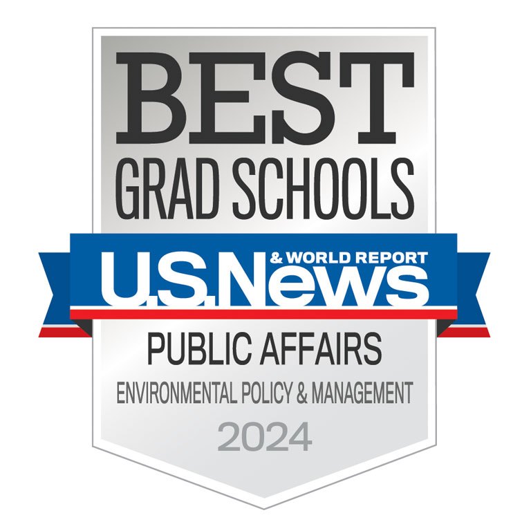 U.S. News and World Report badge for Best Programs in Environmental Policy and Management.